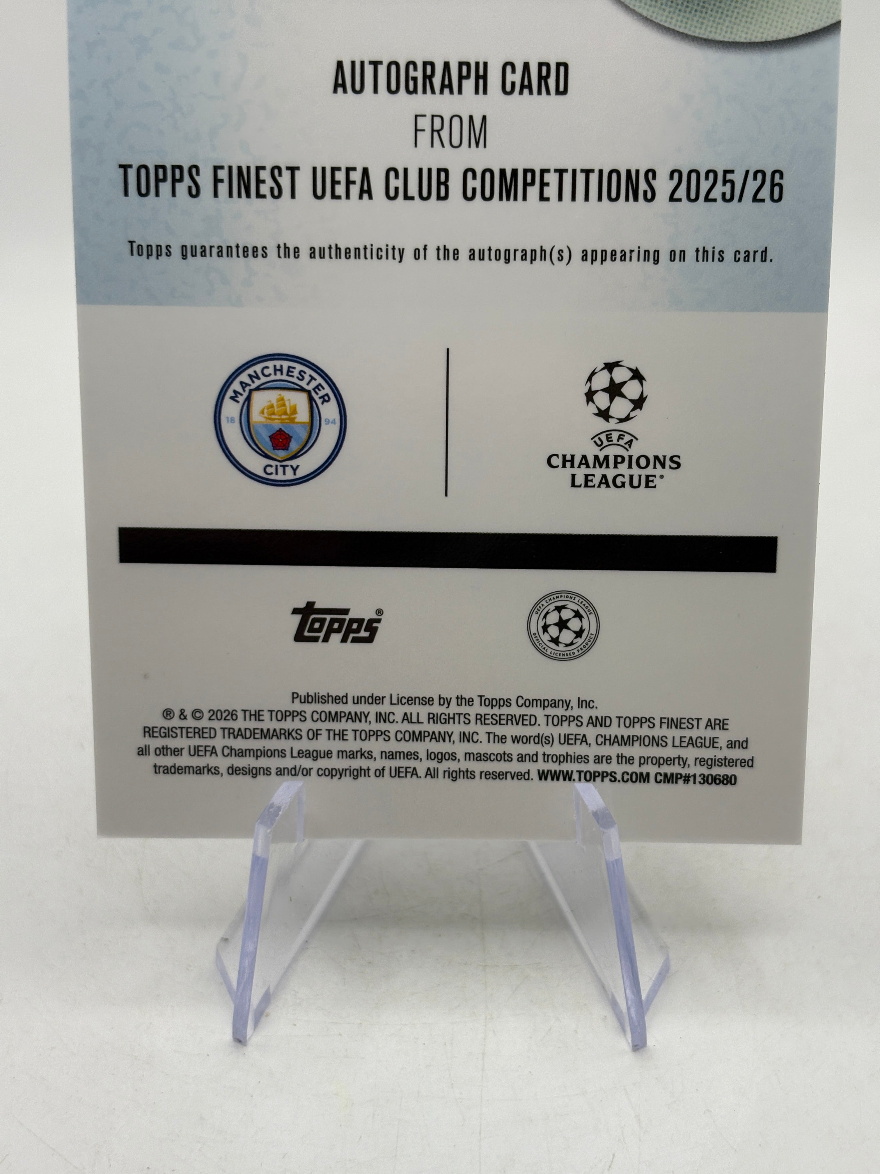2025-26 Topps Finest UEFA Club Competition- Sergio Aguero Auto Black 03/10, photo 4